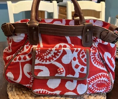 Deux lux Grande Rojo/Naranja Lona Bolso Hobo Bolso Cartera Foto 1 de 4