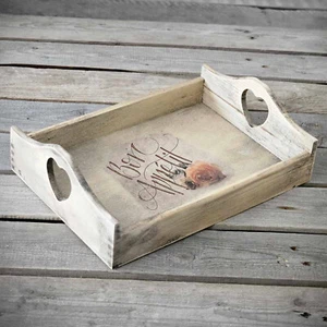Vintage Holztablett 35x25cm Tablett Serviertablett Dekotablett Landhaus Shabby - Bild 1 von 1