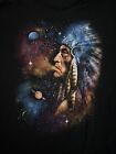 Vintage Native American Indian T-Shirt Galaxy Planets Smoking Chief Men's 3XL