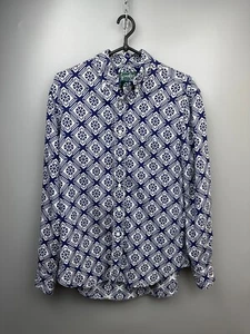 GITMAN Bros Vintage Made In USA Aztec Patterned Blue Cotton Shirt Size M - Picture 1 of 7