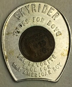 ENCASED 1946 CENT - SKYRIDER SHOES FOR BOYS - GOOD LUCK - Picture 1 of 6