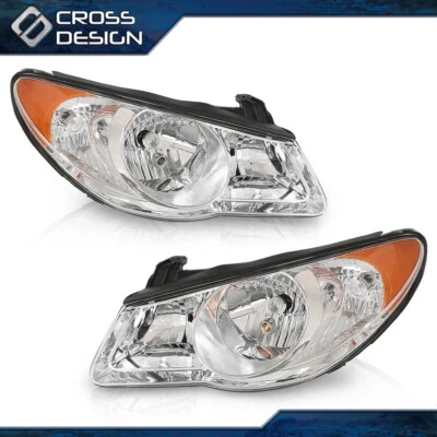 Chrome Headlight Assembly Clear Lens Fit For 2007 2008 2009 2010 Hyundai Elantra - Image 1 of 4