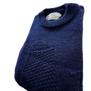 Suéter Nor Easterly Para Hombres M Azul Lana Escocia Pescador Patrón Elevado Pesado LS - Imagen 1 de 9
