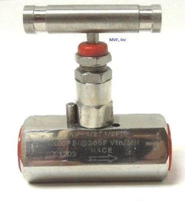 Needle Valve 1/2" Female NPT 10,000 PSI Stainless, Metal Seats, NACE 554IN05 - Image 1 of 2