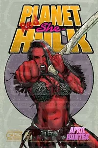 APRIL HUNTER - RED She Hulk 11x17 Authographed and personalized by April Hunter - Picture 1 of 1