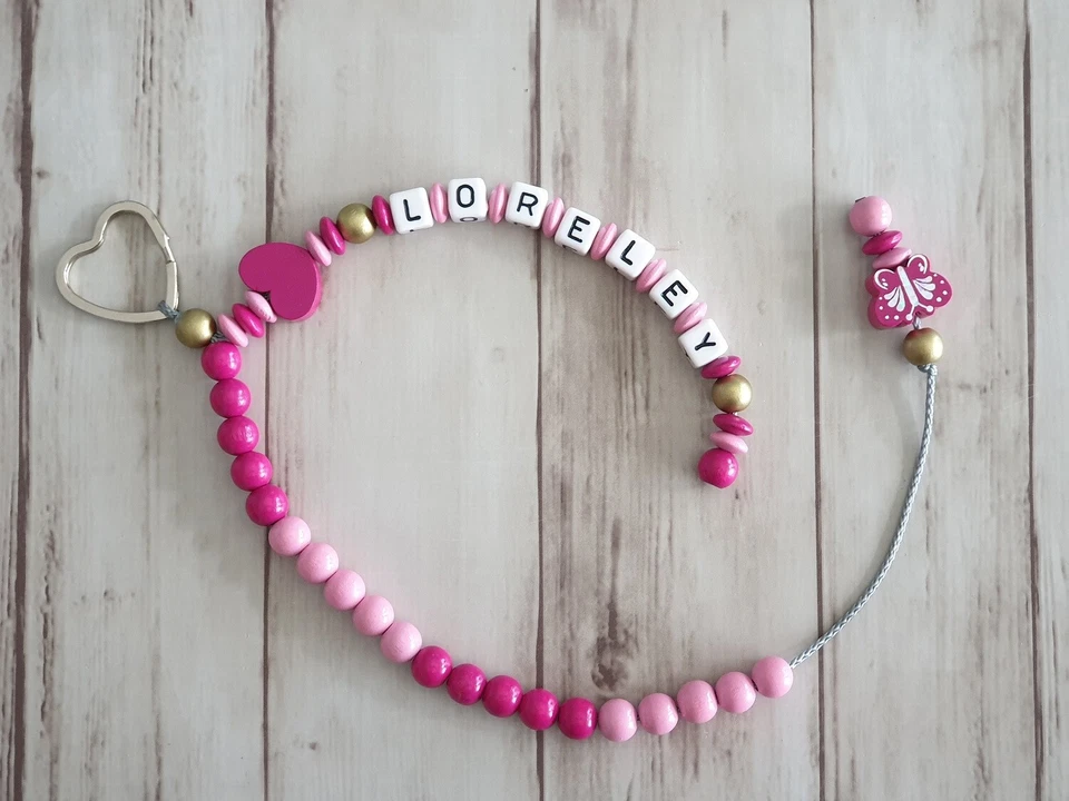 Rechenkette mit Name 🎒 Geschenk Einschulung 🎁 Rosa Pink Herz Schmetterling 🧮 - Bild 1 von 1