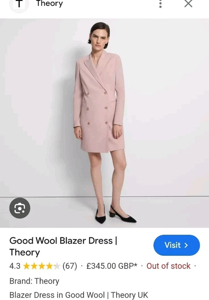 Womens Theory Blush Pink Blazer Dress/ Jacket - Size 0 (Fits Size 8) - Image 1 of 1