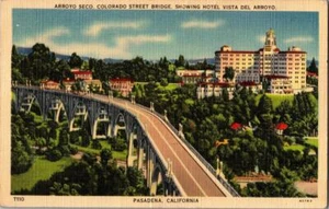 Arroyo Seco Colorado Street Bridge w Hotel Vista Del Arroyo Pasadena California - Picture 1 of 1