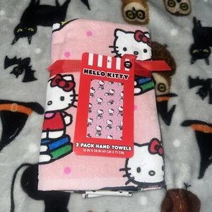 New Hello Kitty 2-Pack Hand Towels Pink Books Back to School 16" x 28" Cotton - Picture 1 of 5