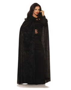 Cape Full Length Rich Black Velour Unisex Character Costume Cape With Collar - Picture 1 of 1