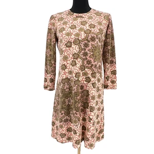 Vintage Goldwurm 60er Merinowolle Langarm Blumen Kleid Italien Gr. 14 - Bild 1 von 9