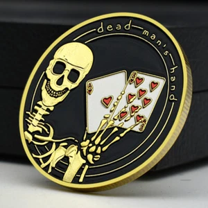 Moneda con fichas de mano de hombre muerto Texas Hold'em póker enchapada en oro medalla conmemorativa - Imagen 1 de 12