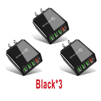 4 puertos carga rápida QC 3.0 USB Hub pared hogar cargador adaptador enchufe Foto 1 de 4