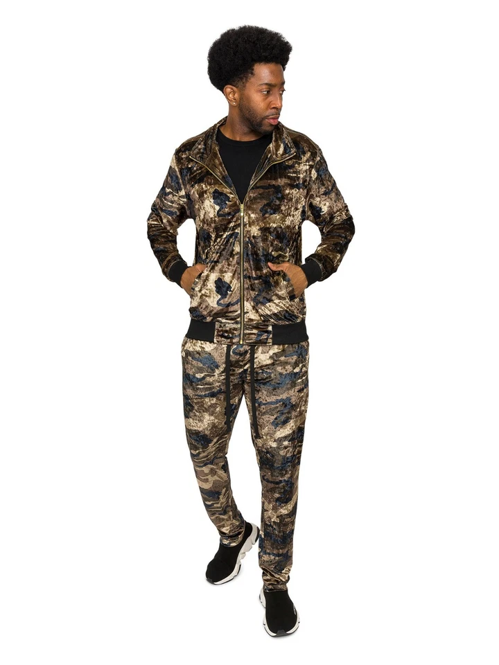 Conjunto de macacão masculino de veludo bandana leopardo paisley e camuflagem ST861-862-863 - Imagem 1 de 2