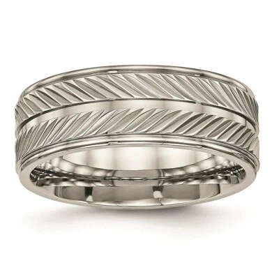 Titanium Polished Grooved Ring - Image 1 of 4