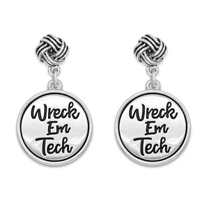 Texas Tech Red Raiders Wreck Em Tech Silver Twist and Shout Earrings Jewelry - Picture 1 of 1