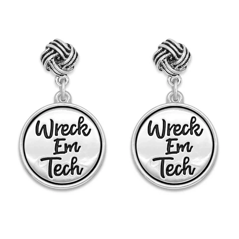 Texas Tech Red Raiders Wreck Em Tech Silver Twist and Shout Earrings Jewelry Cover