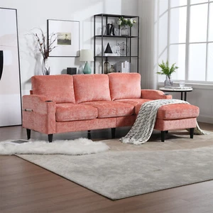 L-Shaped Sectional Sofa Couch 3-Seater Sofa w/ Storage Ottoman Living Room Sofa - Picture 1 of 118
