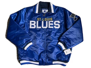 Chaqueta Starter Hombre St. Louis Azul Satén Cremallera Completa Forro Acolchado Extra Grande - Imagen 1 de 8