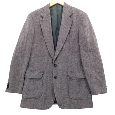 vtg Haggar Imperial Herringbone Tweed Blazer Jacket Wool 40L Brown Sport Coat - Image 1 of 4