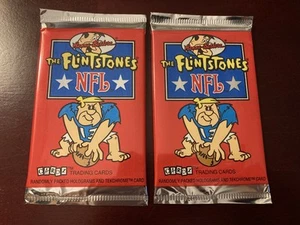 2x 1993 The Flintstones NFL Football Trading Card Pack - Sealed - Hanna-Barbera - Picture 1 of 2