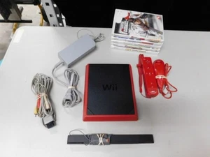 Nintendo Wii Mini Black & Red Video Game Console RVL-201 Bundle USA OEM / Tested - Picture 1 of 12