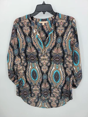 Top Gibson Latimer Mujer Grande Negro Boho Paisley Medallón Estampado Campesino Foto 1 de 4