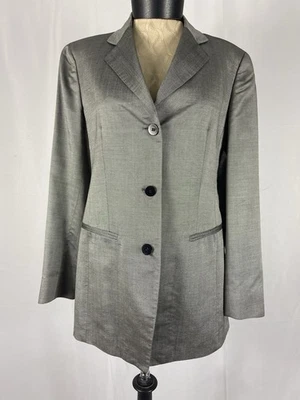 Donna Karan Signature Size M Silver Metallic Vintage Wool Blazer - Image 1 of 4