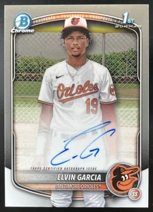 2025 Bowman Chrome Elvin Garcia Auto Chrome Prospect Orioles #CPA-EG - Picture 1 of 2