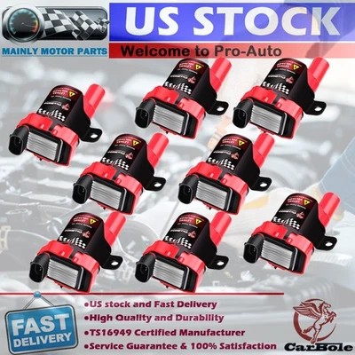 Pacote com 8 bobinas de ignição para Chevy GMC Silverado Sierra 1500 2500 3500 4.8L 5.3L 6.0L - Imagem 1 de 4