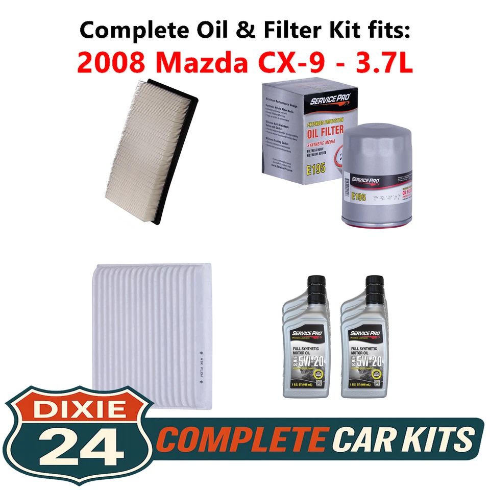 2008 Mazda CX-9 3.7L Complete Air, Oil & Cabin Filter Kit (5W-20) Foto 1 de 4