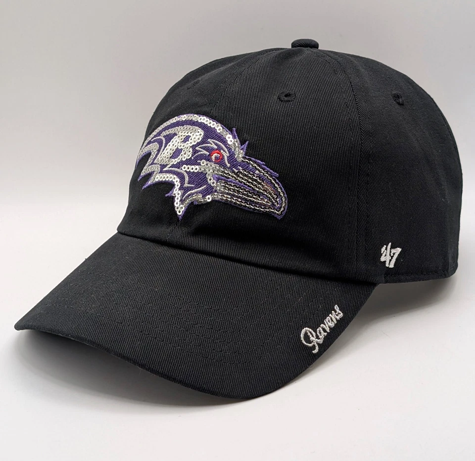 Кепка регулируемая сзади Baltimore Ravens '47 совершенно черная женская NFL блестящая - Изображение 1 из 4