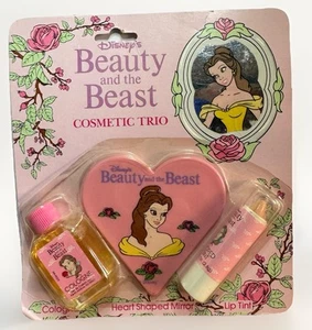 Unopened VTG Beauty & the Beast Belle Heart Mirror Perfume Lipstick Makeup 1990s - Picture 1 of 4