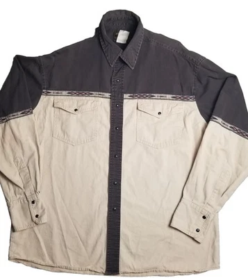 Vintage Rustler By Wrangler Shirt Aztec Western Pearl Snap Southwest 90s Sz L - Image 1 of 4