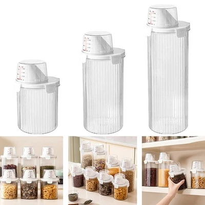 Cereal Organizer Airtight Bin Dry Food Storage Food Management Measuring Cup - Image 1 of 4