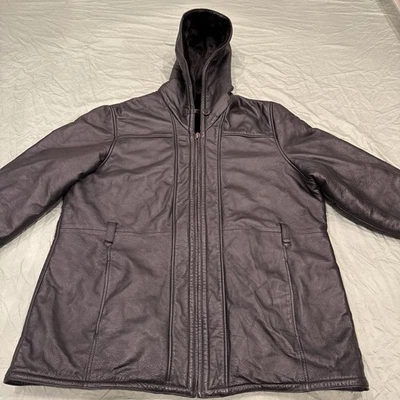 Chaqueta de cuero Wilsons para hombre 3x forro de piel sintética con capucha muy gruesa pesada cálida Foto 1 de 4