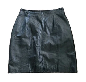 Minigonna vintage anni 90 Wilsons pelle nera pelle donna 10 zip gotica rocker biker - Foto 1 di 10