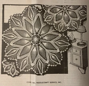 x2885 Vintage mail order LW Pineapple Doily Pattern to Crochet (Repro), S, M, L - Picture 1 of 4