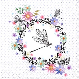 Serviettes en papier libellule et papillon. Paper napkins dragonfly&butterfly - Picture 1 of 1
