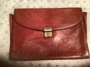 TEXIER FRANCE A4 FOLIO-RARE COGNAC GRAIN PEBBLED LEATHER-GREAT POCKET CONFIG - Picture 1 of 4