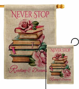 Reading Dreaming Burlap Garden Flag Sweet Life Expression Decorative Yard Banner - Picture 1 of 19