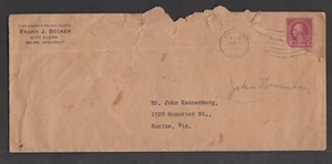 USA 1925 ADVERTISING COVER FRANK BECKER CITY CLERK RACINE WI - Picture 1 of 1