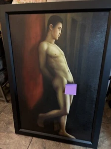 Vintage Original Unsigned Male Nude Oil Painting - Picture 1 of 5