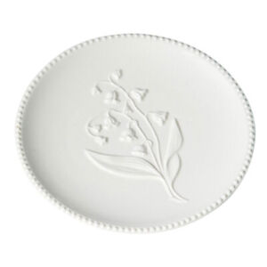  White Serving Tray Round Dinner Pasta Plate Embossed Vintage