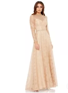 Mac Duggal Gown Dress Womens Size 8 Rose Beige Lace Jeweled Sequin 49188 $598 - Picture 1 of 19