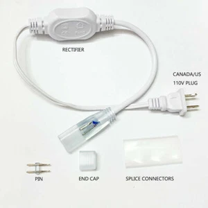 US/EU/AU Power Supply Cord Connector Splicer For LED Neon Flex 8x17mm Rope Light - Picture 1 of 3