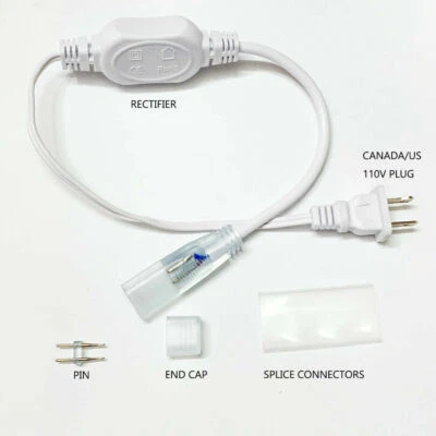 US/EU/AU Power Supply Cord Connector Splicer For LED Neon Flex 8x17mm Rope Light - Image 1 of 3