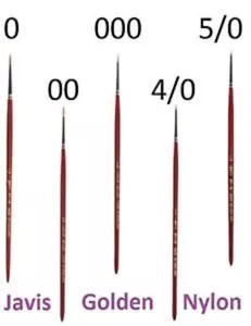 PAINT BRUSHES Javis UK Golden Nylon Hobby Wargaming Sizes 4-0, 3-0, 00, 0, 1, 2 - Picture 1 of 2