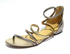 ALEXANDRE BIRMAN Gianny Multi Metallic Coiled Strappy Flat Back Zip Sandals 38 - Picture 1 of 12