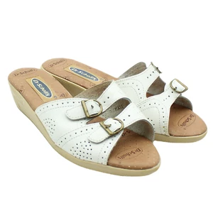 Adj. de cuero blanco Dr. Scholl's para mujer Sandalias retro con correas talla 7,5 - Imagen 1 de 11